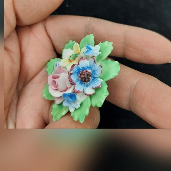 Vintage* 50s Royal Adderley Floral Brooch - Picture 2 of 5